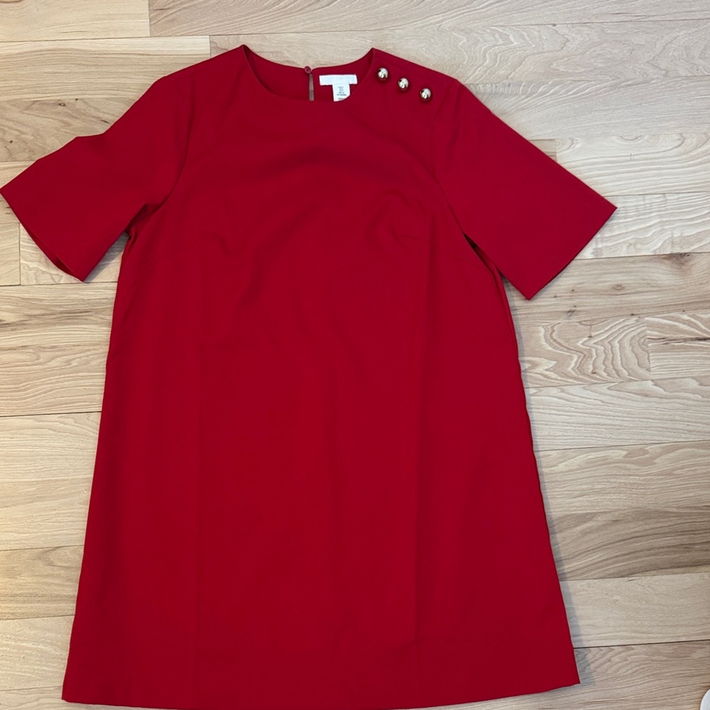 H&M Vibrant Red Mini Dress with Button Accents